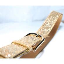 Sequin Studded Women Leather Belts For Jeans  Buckle - Gold - View 4