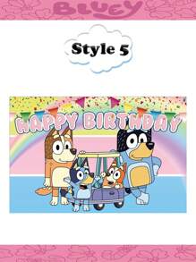 Bluey Cartoon House Photography Background  Dog Outdoor Background Party Decoration Perfect Birthday Party Photo Booth Banner Background Studio Prop, Indoor/Outdoor Decoration, Blue Dog Cartoon Party Banner, Multi-Functional Use