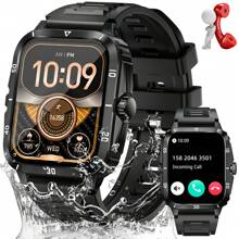 EIGIIS Smartwatch militar para hombre (contesta y realiza llamadas), resistente al agua hasta 5 ATM, reloj táctico robusto, pantalla HD de 1,96 pulgadas, monitor de ritmo cardíaco y sueño, más de 100 modos deportivos, monitor de actividad física, compatible con Android e iOS.