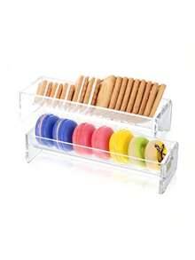 Étagère en acrylique pour craquelins, plateau rectangulaire, présentoir transparent pour macarons et gâteaux, vitrine ronde et carrée pour aliments avec protection UV - Transparent - Voir 4