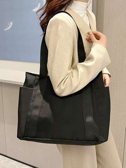 Fashion Solid Color Minimalist Casual Large Capacity Tote Bag