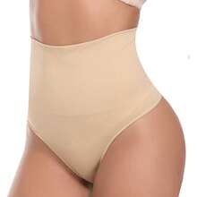 1 Piece Of Seamless Shaping High-Waisted Thong For Women, Sports Shaping And Abdominal Compression Pants, Seamless Shaping And Hip Lifting Pants, Seamless Body Revealing Triangle Thong Underwear, Perfect For Wearing In Various Daily Occasions - NUDE - View 16