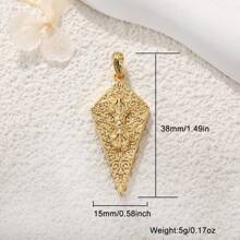 1 pieza Colgante lujoso en forma de sol, pentágono, escudo, luna y corazón, chapado en cobre, con diseño geométrico e incrustado de circonita cúbica, accesorio de joyería DIY, regalo para hombres y mujeres