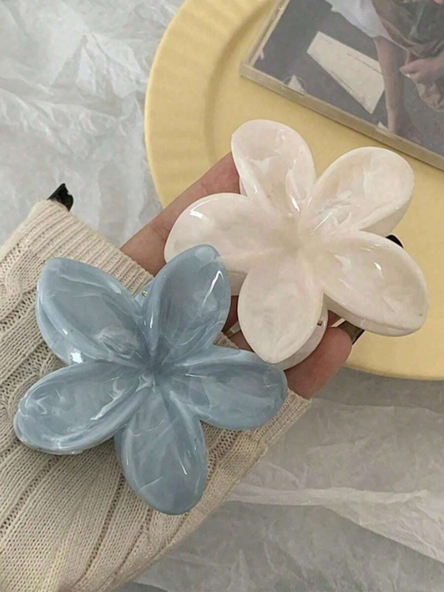 2/1pc Women Floral Hair Clips, 8cm/3.15 Inch Size, Fashionable Flower Hair Claws/Clips, Large Cute, Lightweight, Versatile, Elegant, Minimalist Style, Suitable For Daily, Casual, Party, Commuting, Ponytail, Braids, Face Washing, Makeup, Outfit Matching, Hair Accessories, Hair Tools, Curly Hair Accessories, Women, Hair Stuff, Fall, Hair Accessories