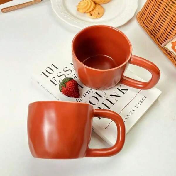 Ceramic Mug With Large Handle, Creative Artistic Design, Breakfast Coffee Cup, Suitable For Home, Office - Reusable, Microwave & Dishwasher Friendly, Applicable For Back To School, Father's Day, Mother's Day, Thanksgiving, Christmas