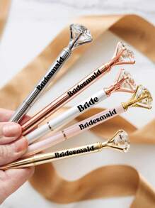 2pcs Custom Wedding Crystal Pen With Velvet Sleeves, Custom Laser Engraved With A Heart Or Wedding Ring For Your Wedding Day Guests, Personalised Custom Engraved Blue Ink White & Silver Wedding Signing Ballpoint Pen Premium Signature Marriage Pen, Presentation Name Option, Durable, Colorful, Cute, Adorable, Funny, Kawaii, Y2K, Stylish, Unisex, Casual, Custom, Personalized, Unique, Customized, Ideal Gifts For Him, Ideal Gifts For Her, Her, Boyfriend, Girlfriend, Family, Friends,School Supplies,Back To School,School Gift,For Office,For School,For Classroom,For Teacher Gifts,For University,For Colleague,For Dorm Rooms,For Teacher,For Boys And Girls,For Teenagers,Junior High School Students,Middle School Students,High School Senior High School Students,College Students,University Students,Freshman,Sophomore,Underclassmen