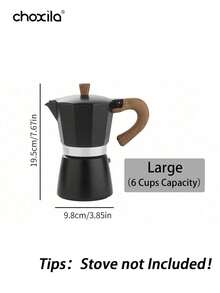 choxila 1pc Moka Pot, Stovetop Espresso Maker, Espresso Coffee Maker, 3/6 Cups Coffee Pot, Aluminium Stovetop Camping Espresso Maker, Coffee Tool For Cappuccino Or Latte Back To School