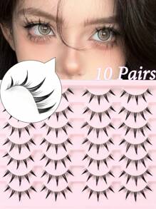 14 Pairs Manga Eyelashes Cartoon Style False Eyelashes, Transparent Natural Look, Dense & Curly Design, Suitable For Beginners, Reusable,5-11mm
