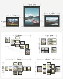 Marcos de Collage de Fotos, Juego de 10, Dos de 23.6 x 28.6, Cuatro de 16 x 21.1, Cuatro de 13.4 x 18.5, Negro Tinta MRPF10B ​ - Tinta Negra - Ver 9