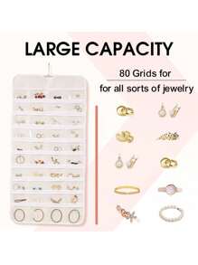 Jewelry Storage Bag, Double-Sided 80-Compartment Jewelry Display Stand For Earrings And Necklaces, Home-Use Dust-Proof Organizing Hanging BagJewelry Storage Hanging Bag, Earring Storage Hanging Bag, Necklace Hanging Storage