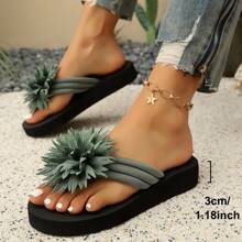 Women's Thong Sandals, Fashion Comfortable Lightweight Beach Flip Flops, Casual Floral House Slippers