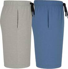 2 Pares de Pantalones Cortos de Algodón para Dormir para Hombres, Entrehierro de 5 Pulgadas, Cómodos y Transpirables, Colores Surtidos - Gris jaspeado/Azul chambrey - Ver 9