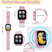 Reloj inteligente para niños, reloj inteligente para niñas y niños con 26 juegos, cámara, grabadora de video y reproductor, podómetro, calendario, linterna, audiolibro, etc., juguetes y regalos para niños de 4 a 12 años (rosa) - Rosa-h15 - Ver 8