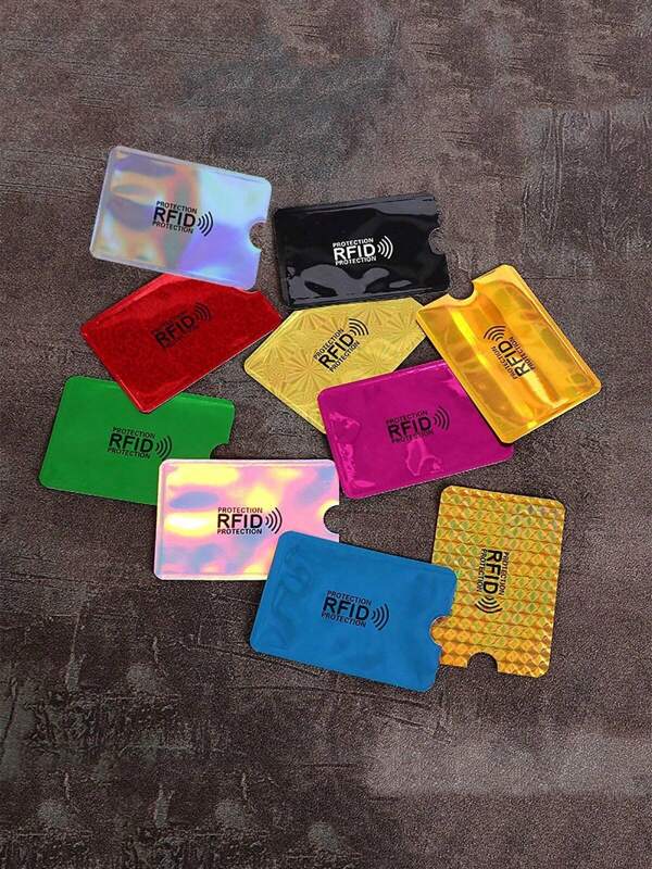 10pcs RFID Blocking Card Protector Random Color Metal Credit Card Holder Aluminum Alloy Wallet Sleeves For Bank/ID Cards For Women Wallet Mini Wallet Purse Wallet RFID Wallet Card Wallet