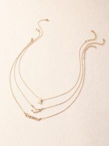 3pcs/Set Rhinestone 12 Zodiac Sign Chain Necklace Set, Women's Versatile Daily Accessory
