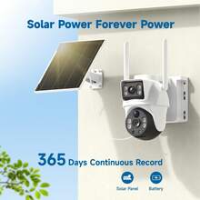 XIAOVV 8MP Double Lens Double Screen Solar Powered PTZ Home Camera With 355° Coverage 2.4G WiFi Person Recognition Two-Way Audio Motion Sensor Color Night Vision App Control Cloud And SD Card Storage Options Surveillance Camera With Solar Panel For Outdoor Use - Đen và trắng - Xem 3