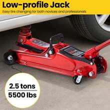 Professional Low-Profile Car Jack – 2.5 Ton Hydraulic Lift For Emergency Tire Changes & Vehicle Maintenance - Red - View 3