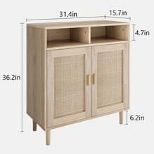 Credenza a buffet, mobile da cucina in rattan con 2 ante, mobile moderno per sala da pranzo, soggiorno, ingresso, bar, tavolo consolle per l'arredamento della casa.