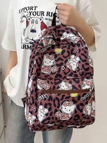 Sanrio Sanrio 1pc Hello Kitty Printing Cute Backpack Lightweight, Breathable, Durable, Load Reducing Shoulder Straps Large Capacity Student School Bag (No Accessories), Back To School Essentials, Preppy Backpack For School, Kawaii Hello Kitty Backpack