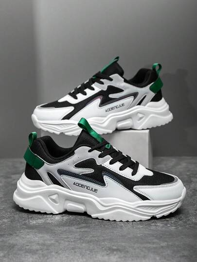 Herren Buchstaben Muster Patchwork leichte und komfortable Wanderschuhe, Athletik Sneaker, Lässig Schuhe