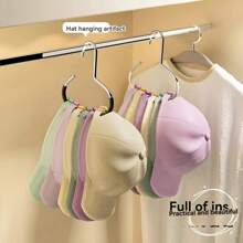 1 New Hat Rack, A Single Rack Can Hang 8 Top Hats, Dormitory Wardrobe Built-In Baseball Cap Sling Multifunctional Seamless Hookless Display Rack