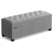 SONGMICS Storage Ottoman, Foot Rest With, 15.X 43.3 X 15.Inches, End Of Bed, Storage Chest, Load Up To 660 Lb, Living Room, Bedroom, Entryway, Dark Gray ULSF088G01 - 淺灰色 - 查看 13