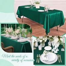 1/2pcs 58"X71" Satin Tablecloth, Emerald Green Lustrous Fabric Tablecloth, Smooth Texture, Suitable For Wedding, Party, Banquet, Event, Christmas, Thanksgiving, Halloween, Buffet Decoration - متعدد الألوان - مشاهدة 8