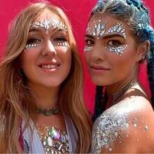 Shmian 5Pcs Sexy Temporary Face Tattoo Stickers 3D Glitter Rhinestone&Diamond Decals Festival/Party/Makeup Face Body Jewel Gem Stickers - Multicolor - View 3