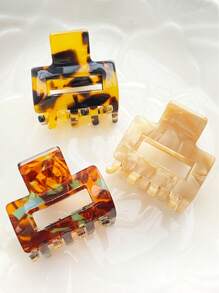 3pcs Women's Acetic Acid Tie Dye Small Square Hair Clips Combination, Simple & Cute, Sweet & Fashionable Acrylic Resin Material And Tie Dye Tie Dye Small Square Hollow Hair Claw Clips Set, Suitable For Daily Commuting Outfit Matching, Fix Hair Without Damage Hair Accessories, School Stuff, College