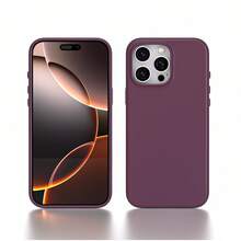 Skin-Friendly Liquid Silicone Phone Case - Ultra Thin, Anti-Slip & Plush Lined For Shockproof - 13 Colors Fits Phone 11/12/13/14/15/16/17All Models - 梅子色 - 查看 3