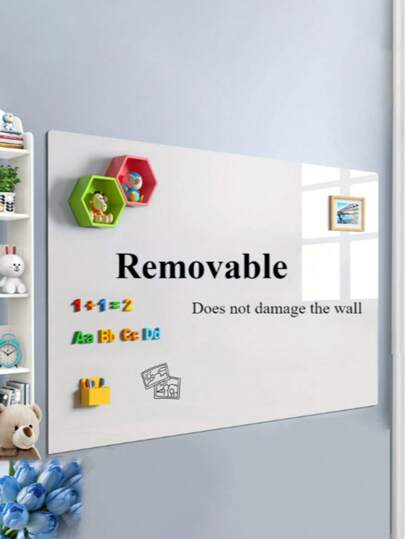 1pc Wall Whiteboard White Shift Office Writing Board Wall Children's Teaching Magnetic Sticker Erasable Magnetic Household Whiteboard Small Black Send 90pcs Small Accessories