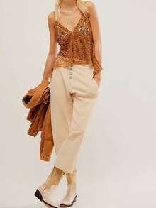 Women Semi See Through Sparkly Tank Top Sleeveless V Neck Floral Sequin Camisole Dance Rave Outfits - Nghệ - Xem 1