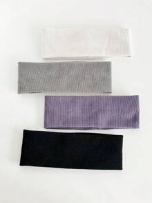 1/3/4 件纯色弹性运动头带，休闲家居饰品，学校用品，学院风发饰秋季配饰秋冬度假装发带女士