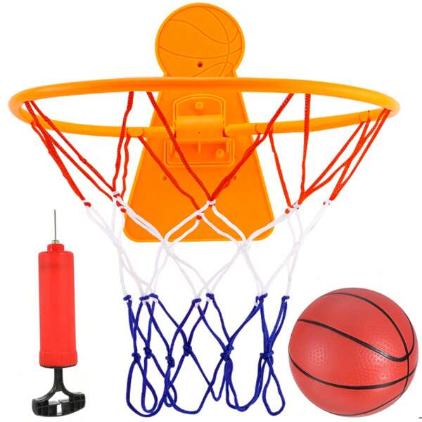 1 Stück Mini Basketball Korb + 1 Größe 2 PVC Ball + 1 Luftpumpe, geeignet für Innenbereich Lässig und Stressabbau, mit Wandmontage Design und Mini tragbarer Basketball Korb, Rückwand, geeignet als Büro Stressabbau Spielzeug Geschenk für Jugendliche und Erwachsene, Halloween/Weihnachtsgeschenk