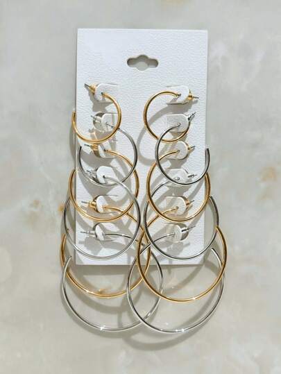 Kit Argola 12 Brincos de Argola Dourado e Prata Kit Brincos Argola Unissex 12 Pares de Metal Super Leve