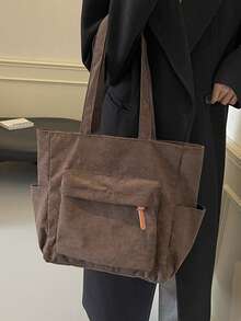 Bolso de mano de pana para mujer, bolso de hombro de gran capacidad, bolso escolar, bolsa de compras casual, mochila de viaje