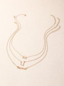 3pcs/Set Rhinestone 12 Zodiac Sign Chain Necklace Set, Women's Versatile Daily Accessory
