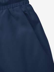 Men's Summer Navy Blue Drawstring Waist Slant Pocket Hawaiian Quick-Dry Double-Layer Mesh Lining Shorts, 3D Printed Fashion Casual Beachwear Swim Trunks