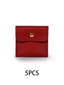 White Silver Pink Black Faux Leather Jewelry Pouches With Snap Closure Jewelry Storage Bag - Luxurious Gift Bags For Earrings, Necklaces, Bracelets, And Rings - Perfect For Storage & Pieceaging ﻿ Back To School For Women Storage Organizer Travel Essentials Back To School Dormitory Storage Fall Decor - Multicolor - View 13