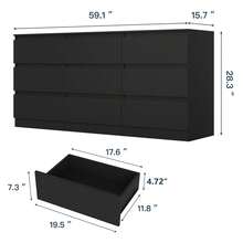 Dresser For Bedroom, 9 Drawer Chest Of Drawers, Long Storage Cabinet, For Living Room, Bedroom, TV Room, Entryway Furniture - 黑色 - 查看 9