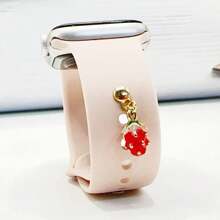 1pc Alloy & Rhinestone Cherry Watch Band Decoration, Suitable For Silicone Watch Straps