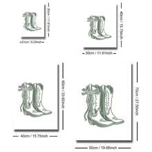 Set di 3 stampe su tela con stivali da cowgirl verdi senza cornice, opera d'arte da parete in stile preppy, decorazione minimal per la camera da ragazza, pittura funky per appartamento, soggiorno, camera da letto, decorazione domestica moderna