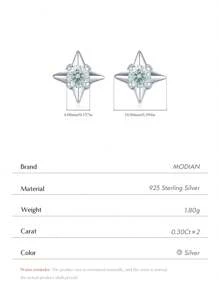 MODIAN Pendientes de aro de plata de ley 925 con moissanita de color D y claridad para mujer, joyería fina elegante para fiesta