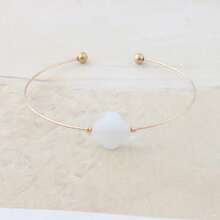 1 brazalete de acero inoxidable para mujer de moda con diseño abierto de piedra natural - geometría - Ver 56