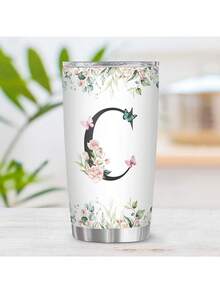 Initial Tumbler Coffee Mug 20 Oz, Monogrammed Gift For Women Birthday Mothers Day Religious Gift, Christian Gift For Women Initial Coffee Mug Stainless Steel - Initial C cup - View 2
