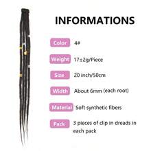 MClip In Dreadlock Extensions 20 Inch 3PCS Handmade 0.6cm Synthetic Dreads With Clips Soft Crochet Loc Extensions 4# 6001 - 4# - Xem 2