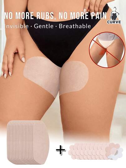 20pcs(Anti-Friction Stickers + Flower Nipple Stickers) Extra Large Plus Size Inner Anti-Friction Leg Covers For Men And Women, Elastic Thigh Protector To Prevent Chafing And Friction, Anti-Chafing Stickers For Thigh, Walk With No Chafing, Invisible Inner Thigh Friction Protection, Suitable For All Seasons