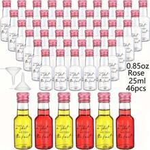 46/18/1pc 迷你酒瓶，透明塑料果汁瓶，配金色、银色和黑色螺旋盖，以及黑色婚礼主题标签，适用于婚礼派对用品、生日派对、新娘送礼会、派对装饰 - Transparent - 查看 14