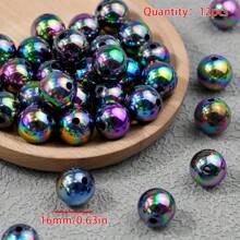 12 Stück 16mm bunte Kaugummi-runde Acrylperlen - dickwandige lose Kunststoffperlen, geeignet für DIY-Schmuckherstellung und Schlüsselanhänger-Charms, Bastelzubehör, Dekorationsperlen