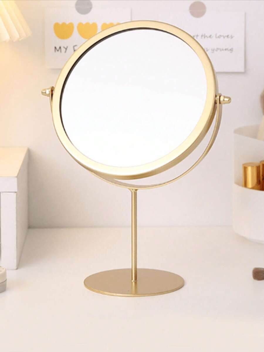 1 buc Oglindă de machiaj rotativă decorativă 1:2, Oglindă de vanitate metalică elegantă pentru biroul din cămin, Cadou pentru studente, Machiaj, Ieftin, Decor cameră, Vanitate, Călătorie, Dormitor, Accesorii machiaj, Oglindă, Oglindă de vanitate, Ieftin, Umplutură pentru șosete, Machiaj, Instrumente de machiaj, Lucruri ieftine, Cadouri, Cadouri pentru femei, Cadouri de Crăciun